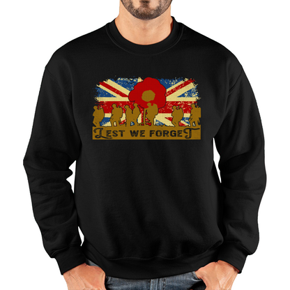 Lest We Forget Poppy Flower Anzac Day British Armed Forces Sweatshirt