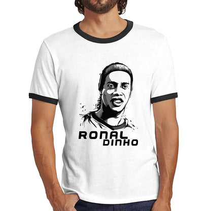 Football Player Retro Style Portrait Brazil Soccer Player Brazilian Retired Professional Footballer Sports Champion Ringer T Shirt