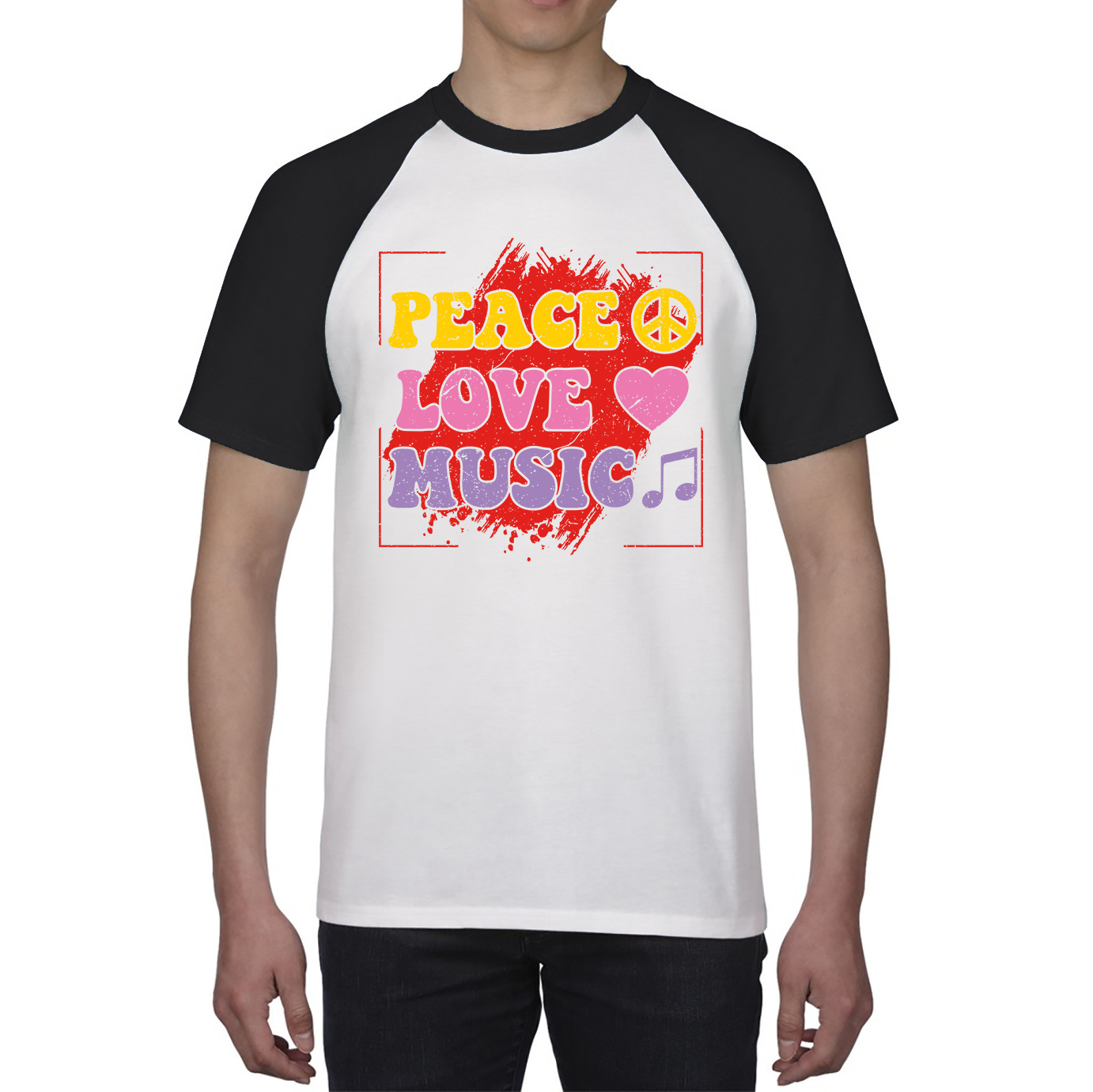 Peace Love Music Funny Music Lover Inspirational Motivational Music Festival Musician Baseball T Shirt