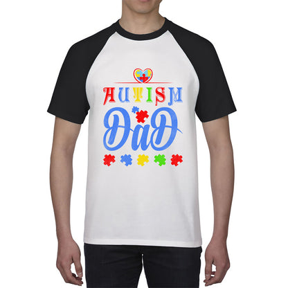 Autism Dad Autism Awareness Month Autism Support Proud Dad Autism Acceptance Puzzle Piece Baseball T Shirt