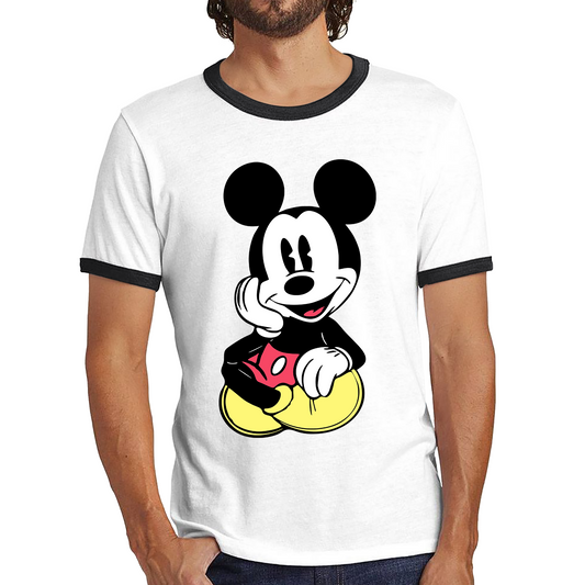 Disney Mickey Mouse Cute And Happy Cartoon Character Disney World Walt Disney Ringer T Shirt