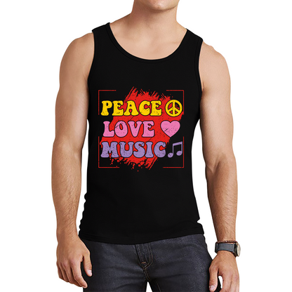 Peace Love Music Funny Music Lover Inspirational Motivational Music Festival Musician Tank Top