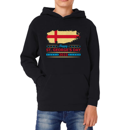 Happy St George's Day 2023 Saint George Cross England Flag Religious Warriors St George Day Kids Hoodie