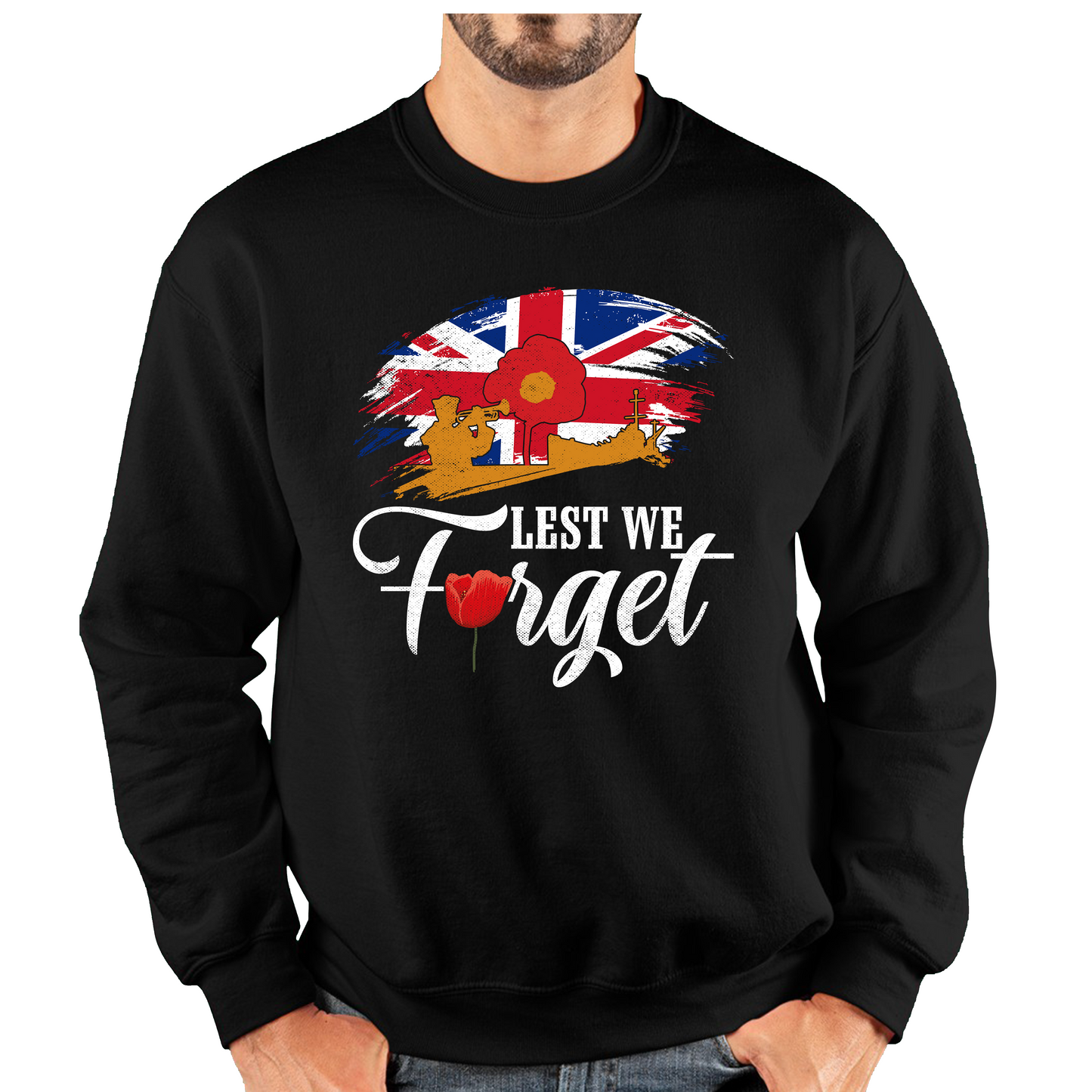 Poppy Flowers Lest We Forget Anzac Day British Veterans Sweatshirt