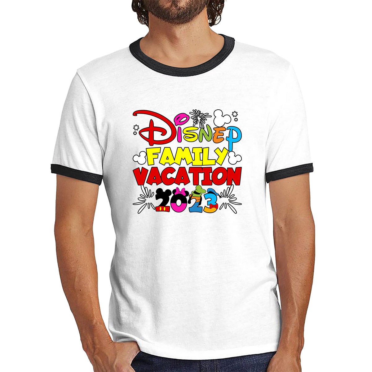 Disney Family Vacation 2023 Mickey Mouse Minnie Mouse Cartoon Disney Castle Disneyland Trip Ringer T Shirt