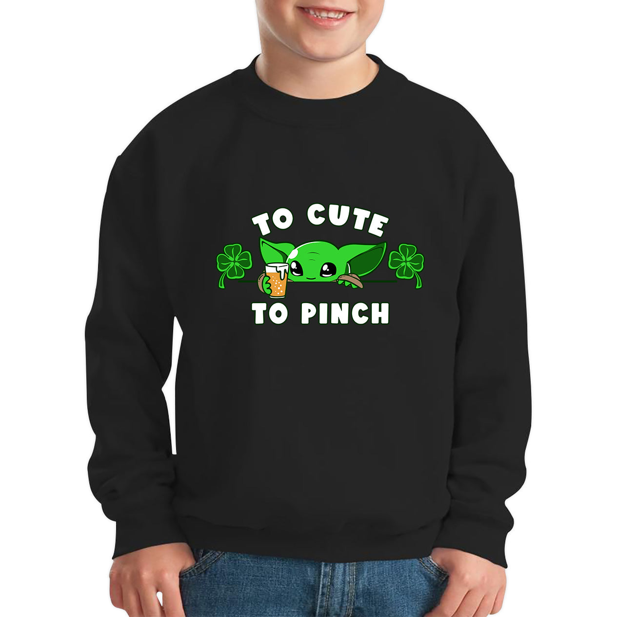 To Cute To Pinch Shamrock St Patrick's Day Green Irish Festival St Paddys Day Kids Jumper