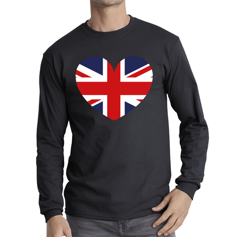 Uk Flag Heart Shape Battle Of Boyne's Queen Platinum Jubilee British Royal Long Sleeve T Shirt