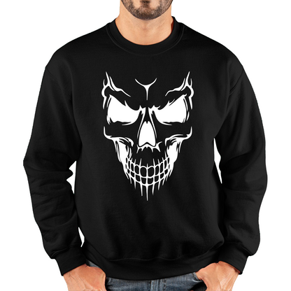 Skull Face Scary Horror Biker Racers Novelty Spooky Unisex Sweatshirt