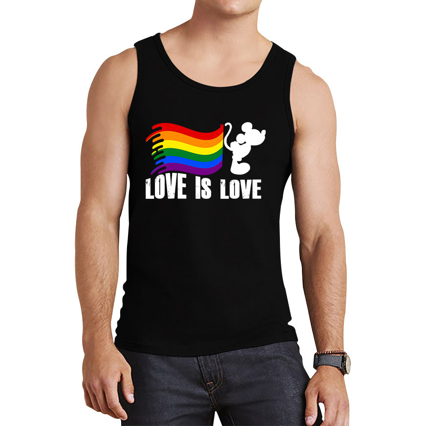 Love Is Love Disney Mickey Mouse Pride Flag Disneyland LGBT Flag Cartoon Pride Tank Top