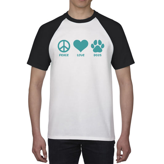 Peace Love Dogs Dog Paws Funny Dog Lovers Animal Pet Peace Logo Baseball T Shirt