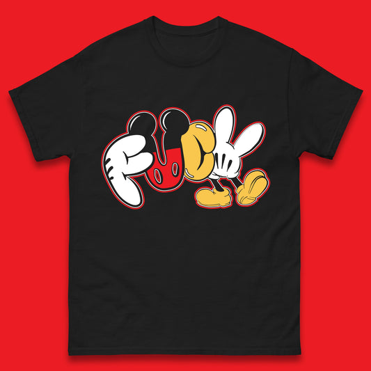 Disney Mickey Mouse Fuck Sarcastic Rude Offensive Humor Funny Cartoon Joke Mens Tee Top