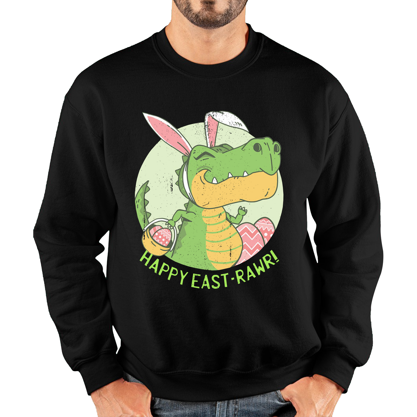 Happy Eastrawr Easter Bunny Dinosaur T-Rex RAWR Easter Egg Rabbit Funny Easter Day Unisex Sweatshirt