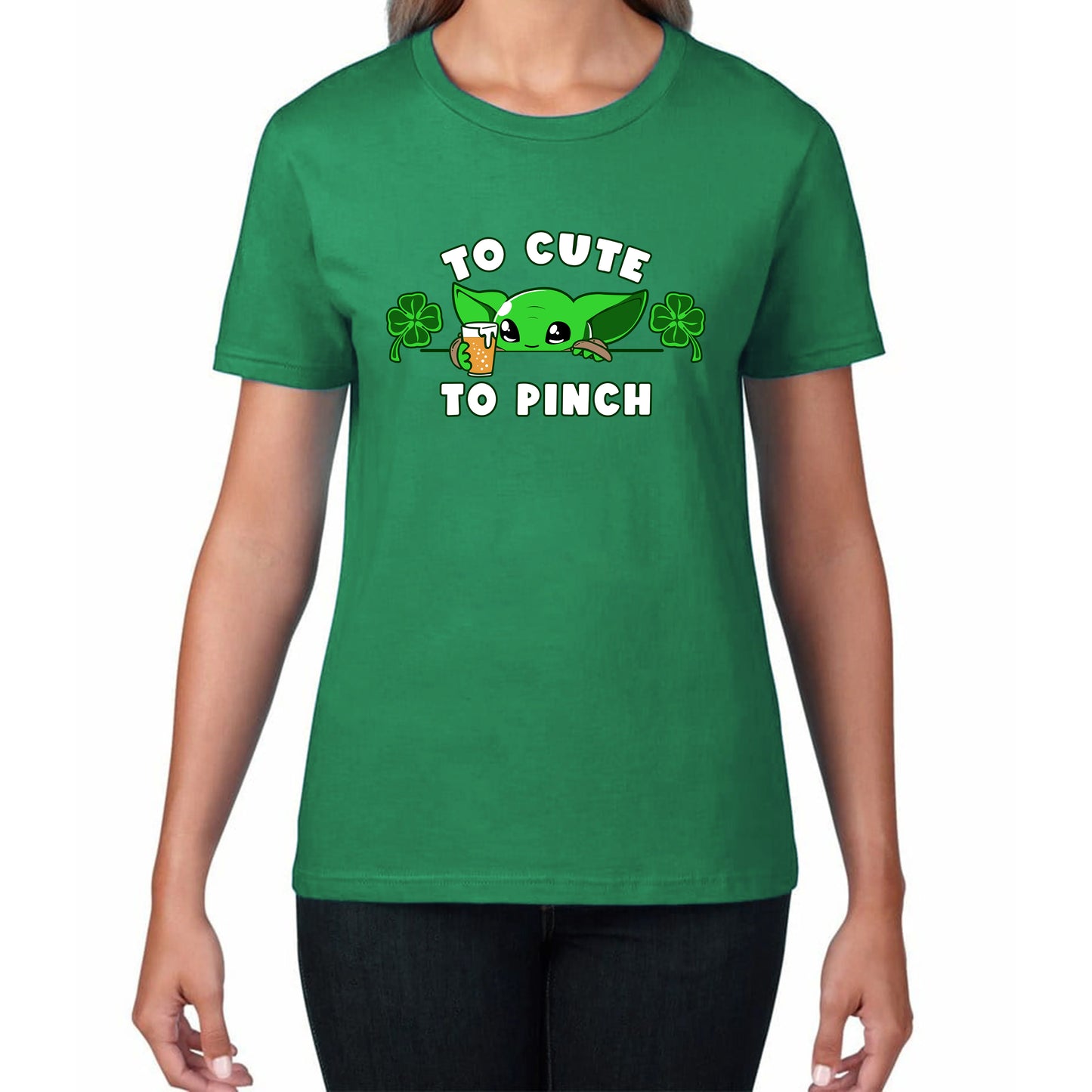 To Cute To Pinch Shamrock St Patrick's Day Green Irish Festival St Paddys Day Womens Tee Top