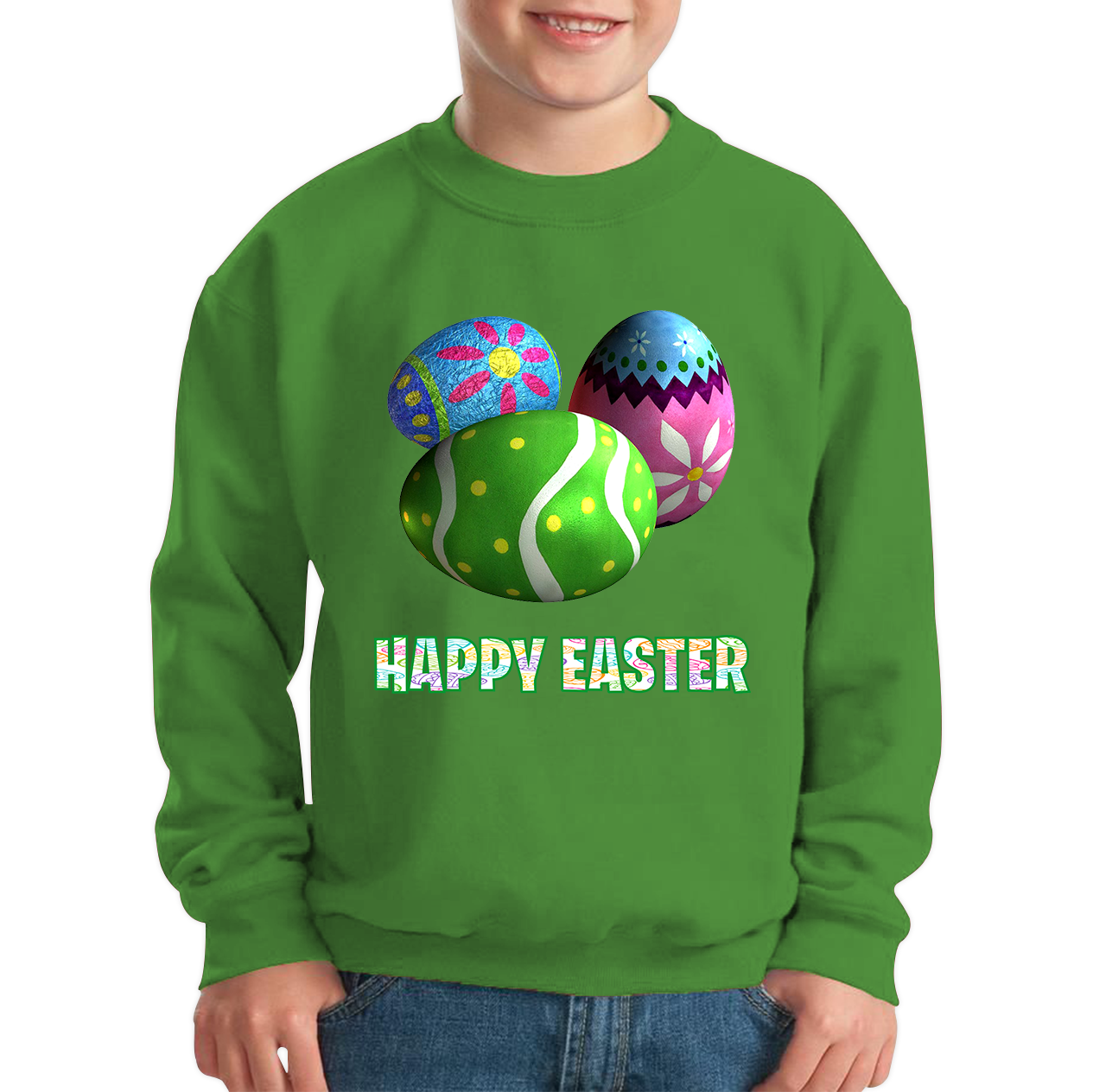 Happy Easter Bunny Colorful Egg Easter Bunny Egg Happy Easter Day Kids Jumper