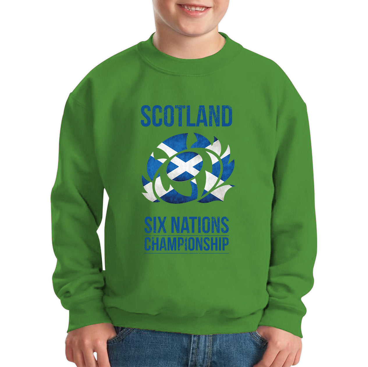 Scotland Flag Logo Rugby Cup European Support World Six Nations Championship Kids Jumper