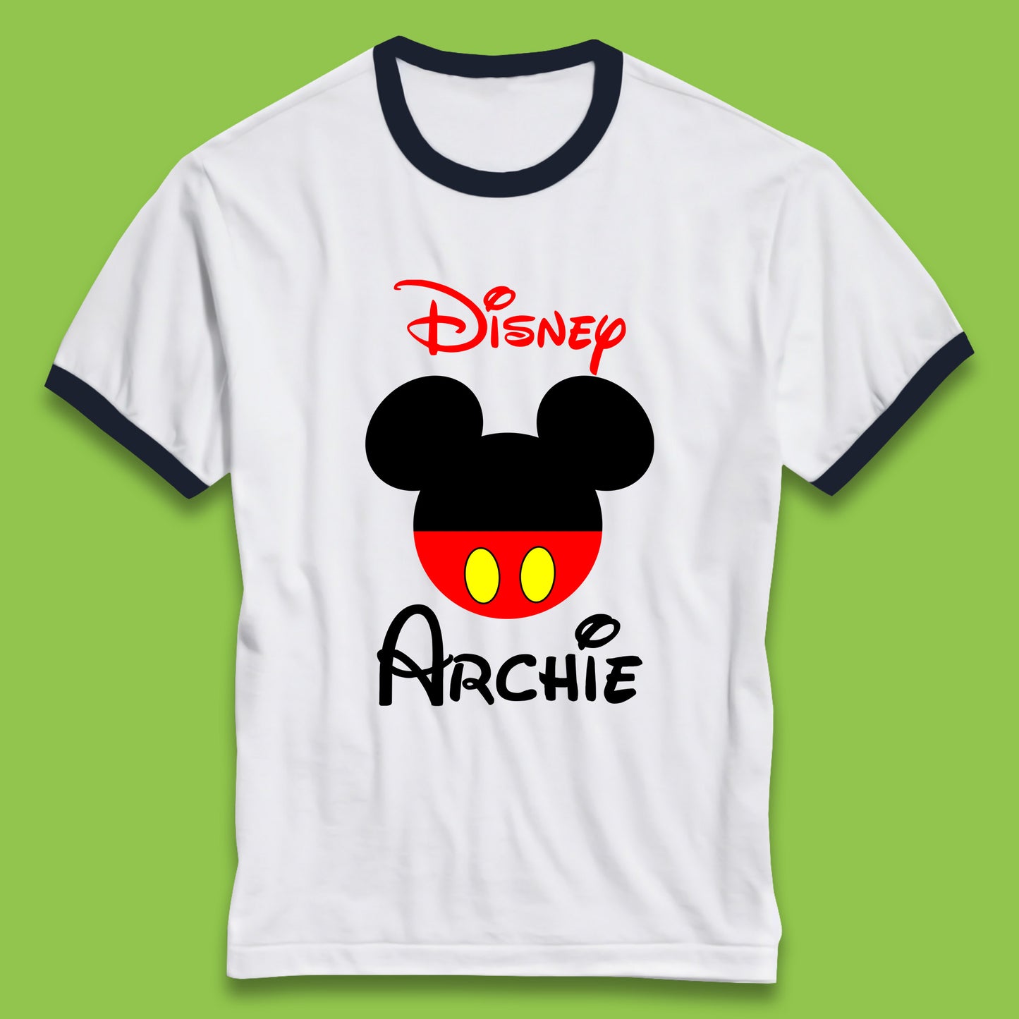 Personalised Disney Mickey Mouse Minnie Mouse Head Your Name Cute Character Disney World  Ringer T Shirt