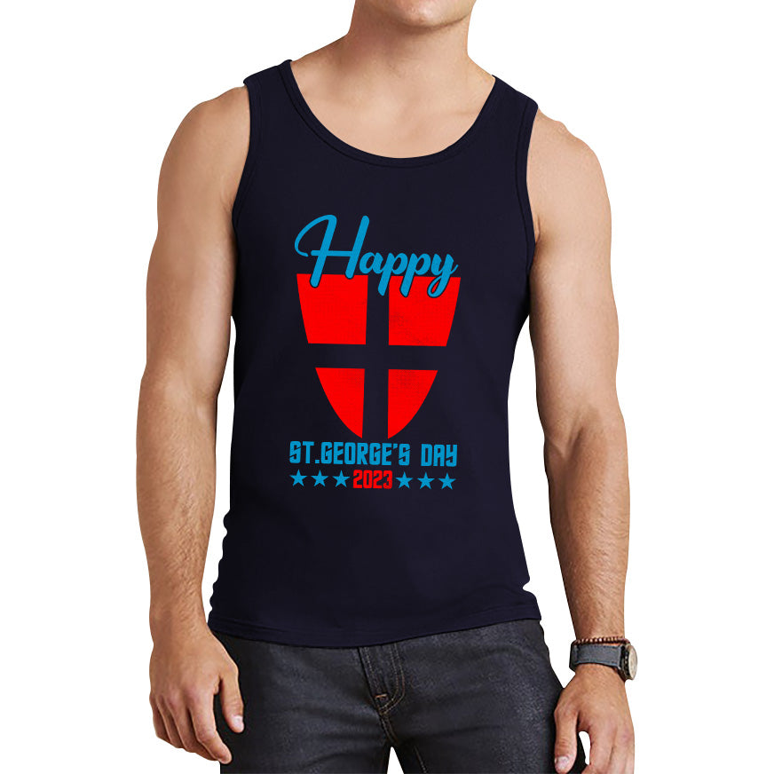 Happy St George's Day 2023 Saint George Cross Shield England Flag Religious Warriors St George Day Tank Top