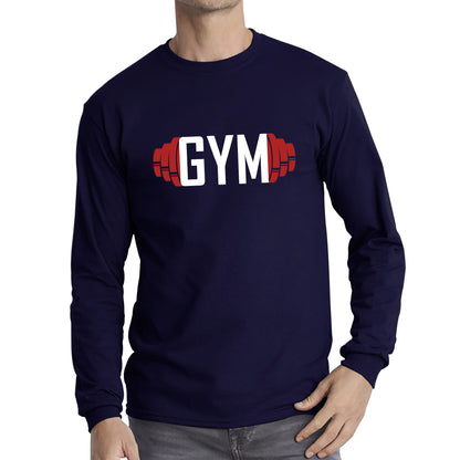 Gym Dumbell Gym Workout Fitness Bodybuilding Weight Lifting Training Long Sleeve T Shirt