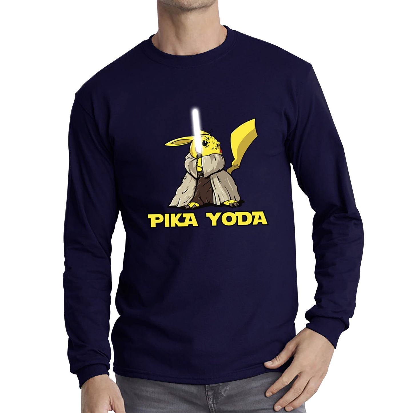 Pika Yoda Pikachu As Master Yoda Jedi Pokémon Star Wars Parody Jedi Pika Star Wars Day 46th Anniversary Long Sleeve T Shirt