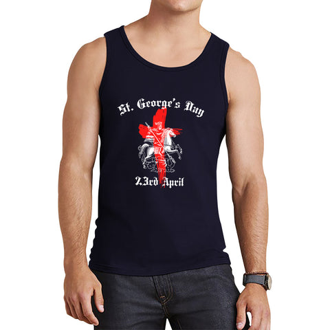 St George's Day 2023 England Flag Cross Knights Templar & Horse London Saint George Day Warrior Fighter Patriotic Tank Top
