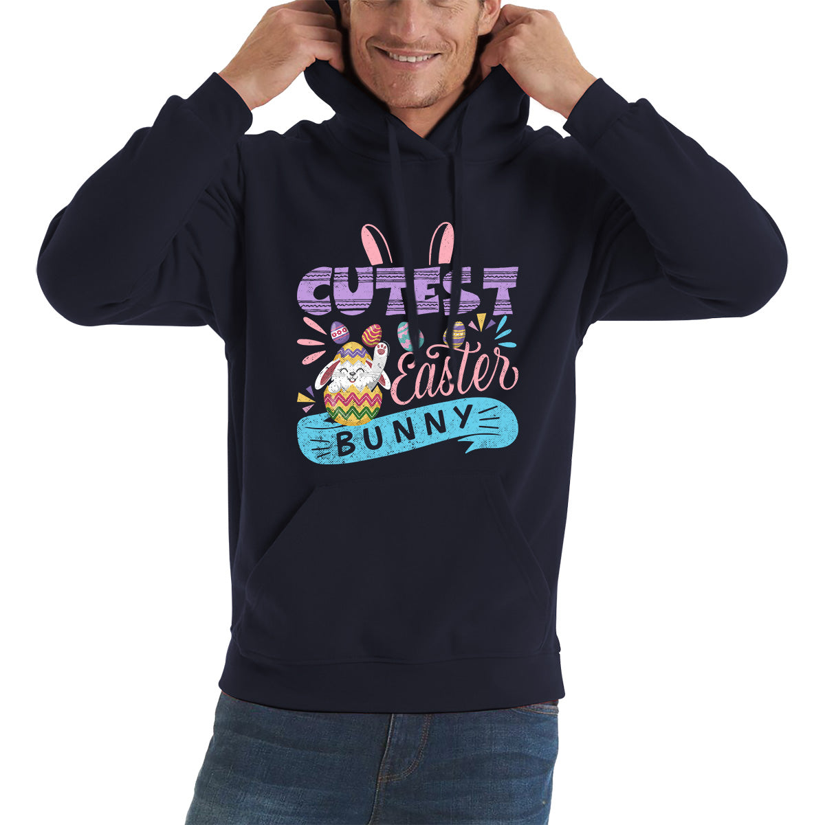 Cutest Easter Bunny Happy Easter Day Colorful Easter Eggs Easter Bunny Rabbit Easter Egg Hunt Unisex Hoodie