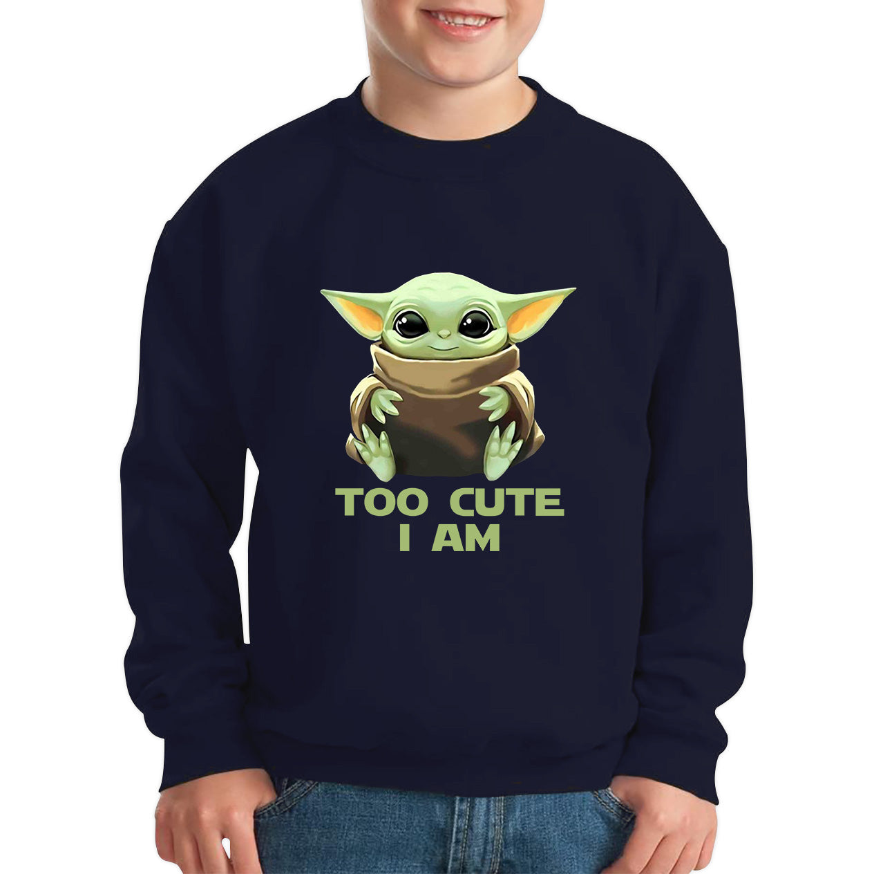 Too Cute I Am Star Wars Baby Yoda Green Humanoid Alien Disney Star Wars Day Yoda Star Wars 46th Anniversary Kids Jumper