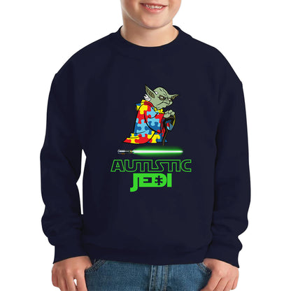 Autistic Jedi Old Yoda Star Wars Autism Awareness Star Wars Day 46th Anniversary Green Humanoid Alien Kids Jumper