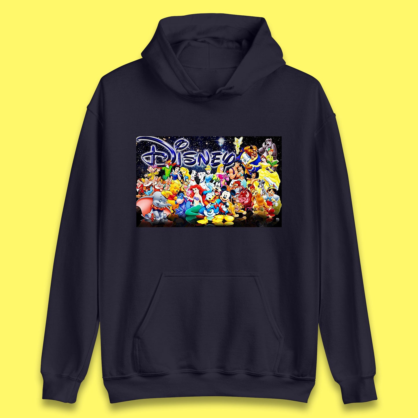 All Disney Fictional Characters Poster Disney Family Animated Cartoons Movies Characters Disney World Unisex Hoodie