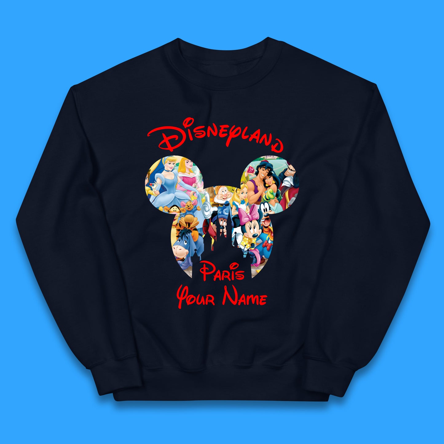 Personalised Disney Land Paris Mickey Minnie Mouse All Disney Characters Cartoons Magical Kingdom Disney Castle Disneyland Vacation Trip Kids Jumper