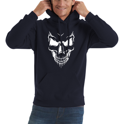 Skull Face Scary Horror Biker Racers Novelty Spooky Unisex Hoodie