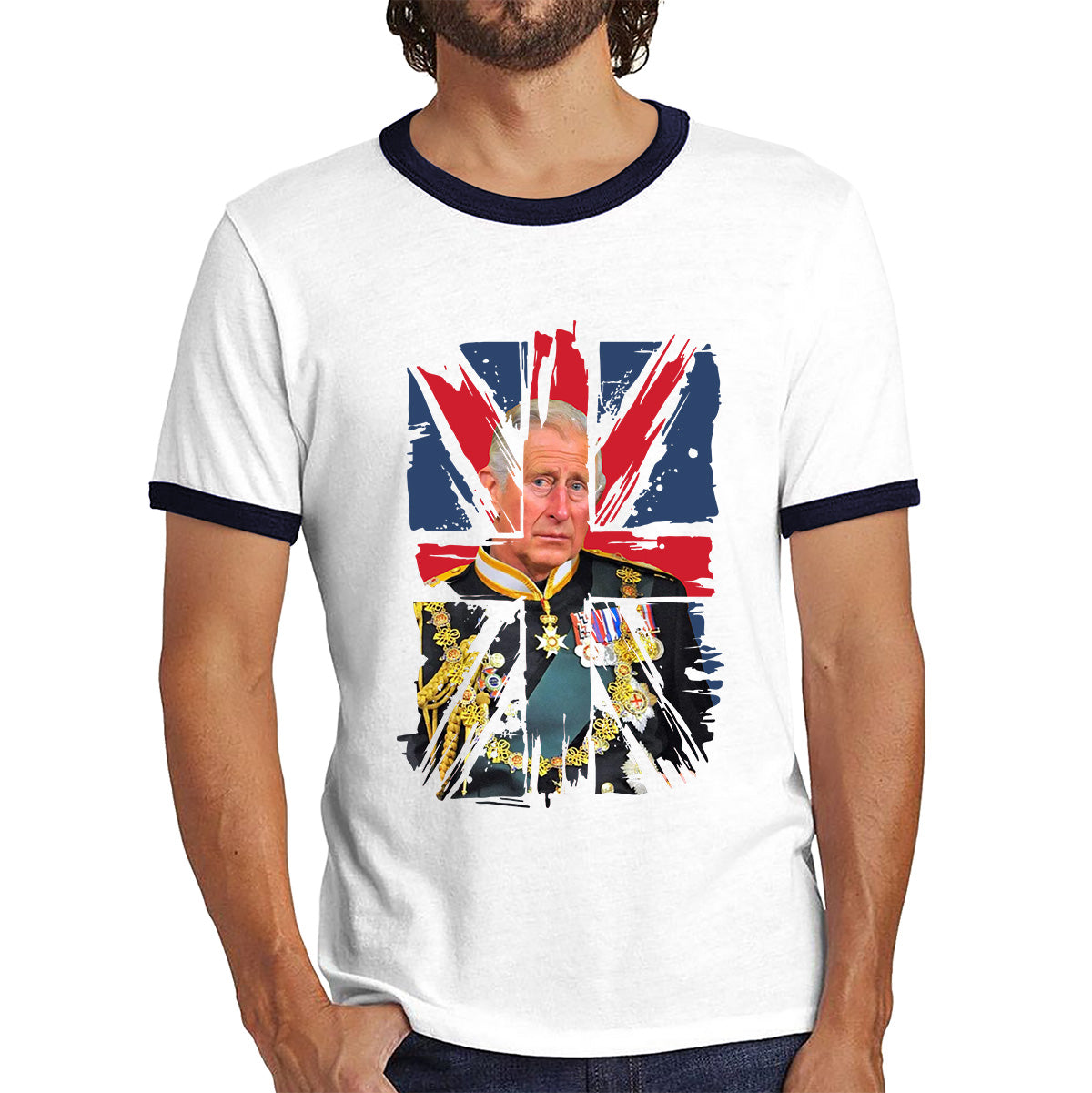 Distressed British Flag King Charles III Coronation Ruling Monarch Of England United Kingdom His Majesty Ringer T Shirt