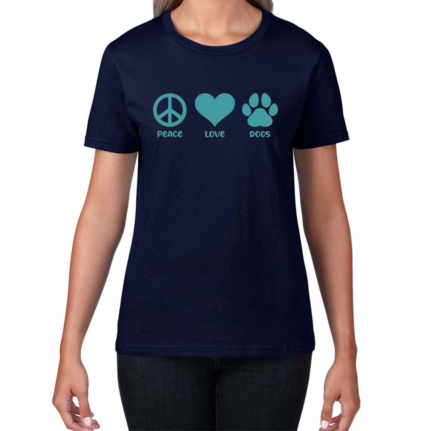 Peace Love Dogs Dog Paws Funny Dog Lovers Animal Pet Peace Logo Womens Tee Top