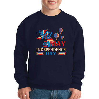 1st Of May British Independence Day UK Independence Day British Country Love Patriotism UK Union Jack Flag Kids Jumper