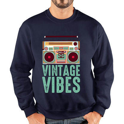 Boombox Vintage Vibes Old School Music Retro Cassette Tape Player Unisex Sweatshirt