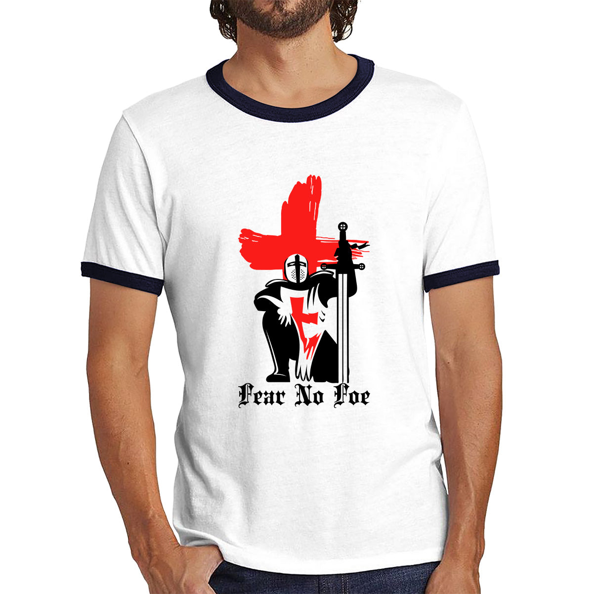 St George's Day 2023 England Red Flag Knights Templar London Saint George day Warrior Fighter Patriotic Ringer T Shirt