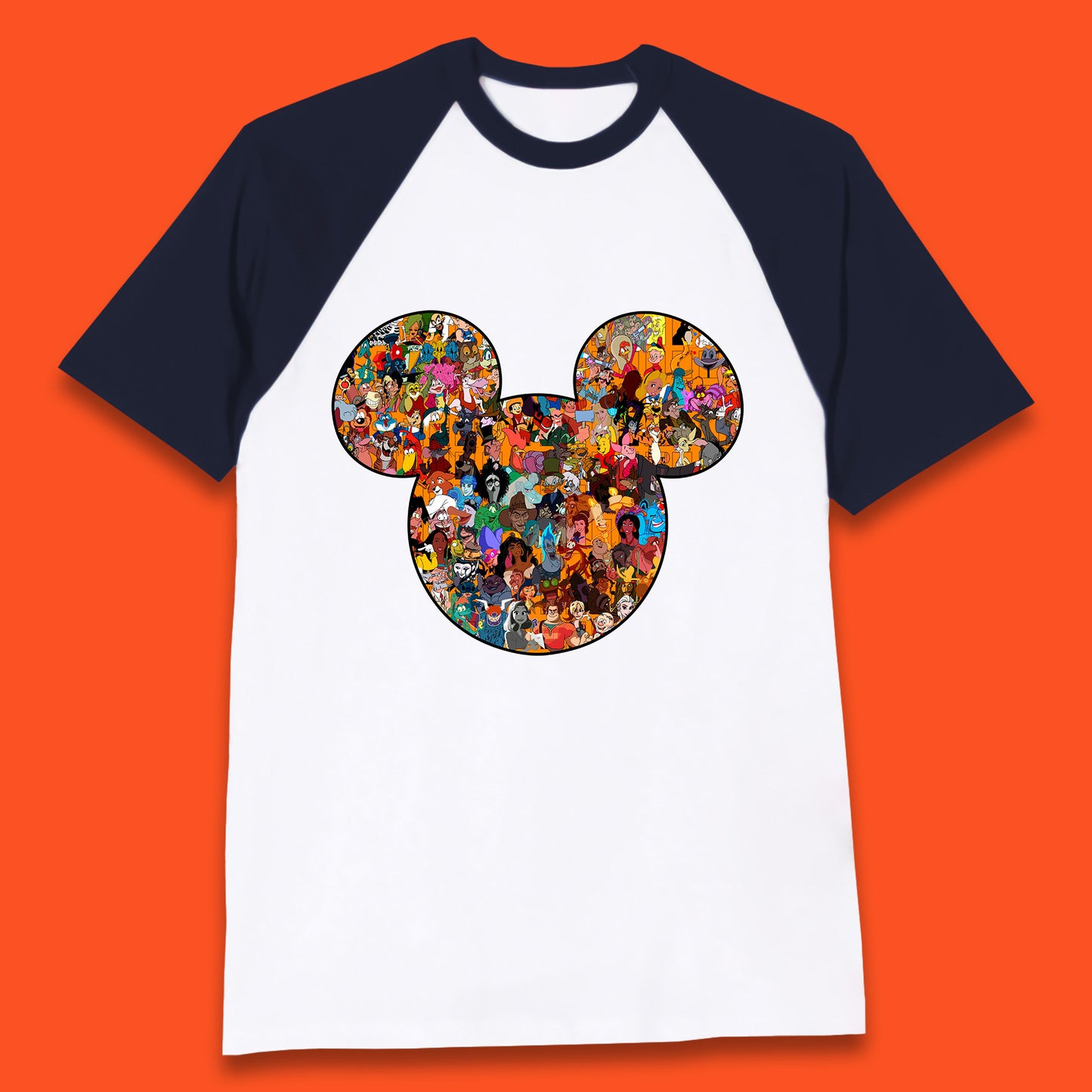 Disney Mickey Mouse Minnie Mouse Head All Disney Characters Together Disney Family Animated Cartoons Movies Characters Disney World Baseball T Shirt