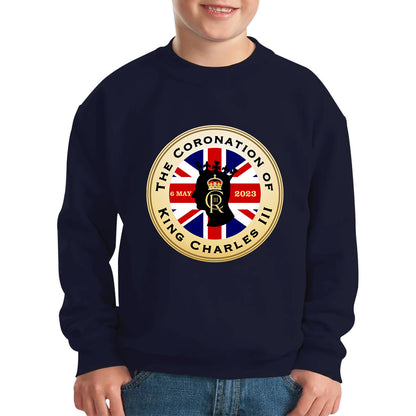 The Coronation Of King Charles III 6th May 2023 CR III Royal Crown United Kingdom Flag Kids Jumper