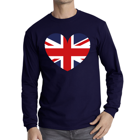 Uk Flag Heart Shape Battle Of Boyne's Queen Platinum Jubilee British Royal Long Sleeve T Shirt