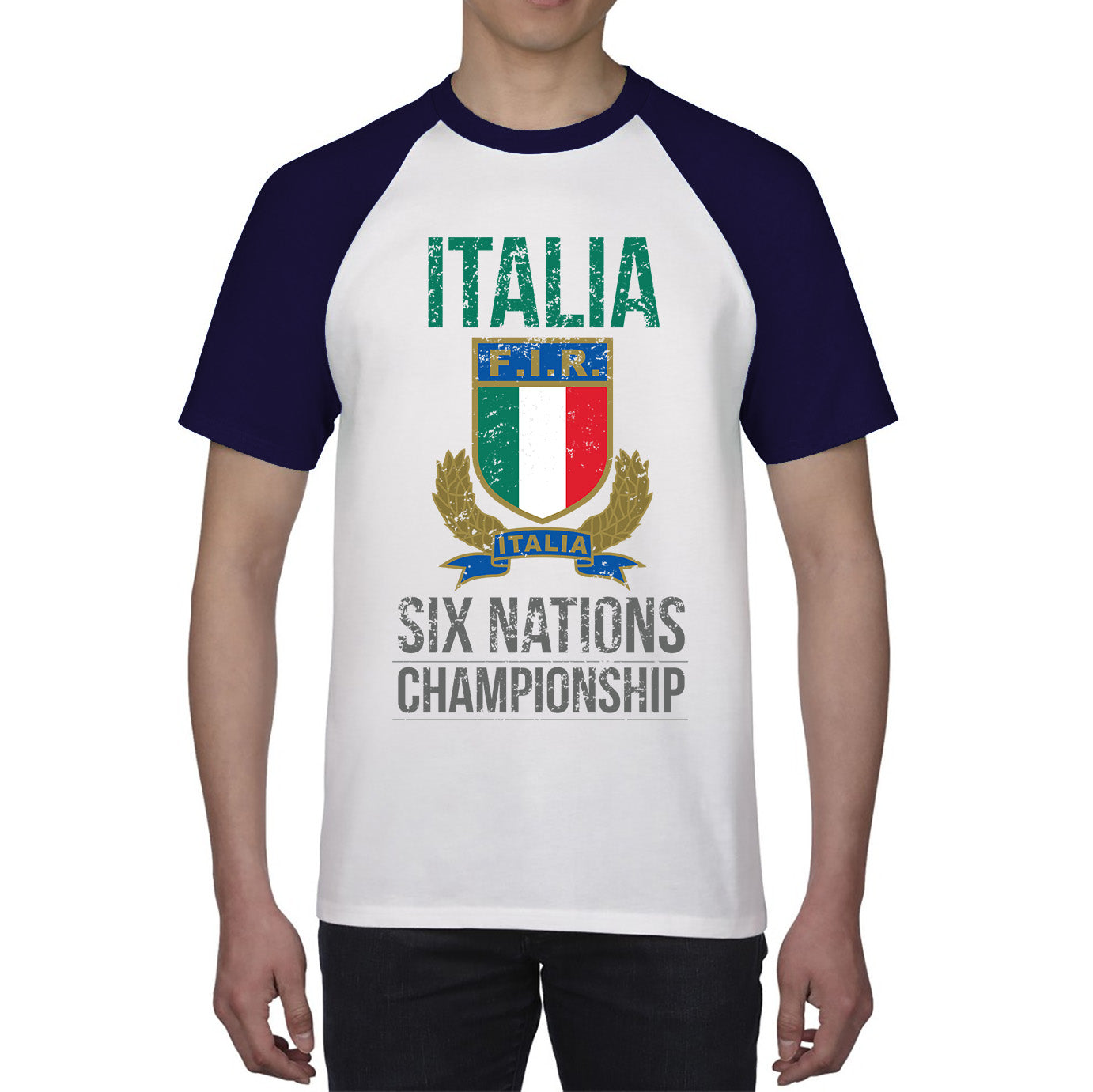 Italia Flag Logo Rugby Cup European Support World Six Nations Championship Baseball T Shirt