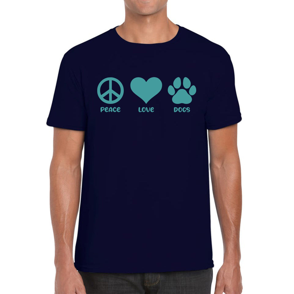 Peace Love Dogs Dog Paws Funny Dog Lovers Animal Pet Peace Logo Mens Tee Top