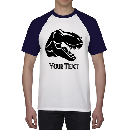 Personalised Dinosaur T-Rex Roaring Face Your Text Tyrannosaurus Rex Dino Baseball T Shirt