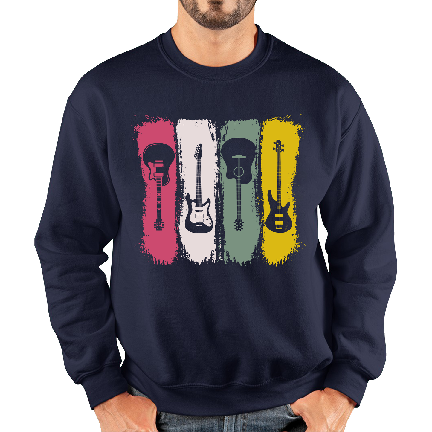 Vintage Guitars Musician Music Guitar Lover Classical Acoustic-Electric Guitarist Unisex Sweatshirt