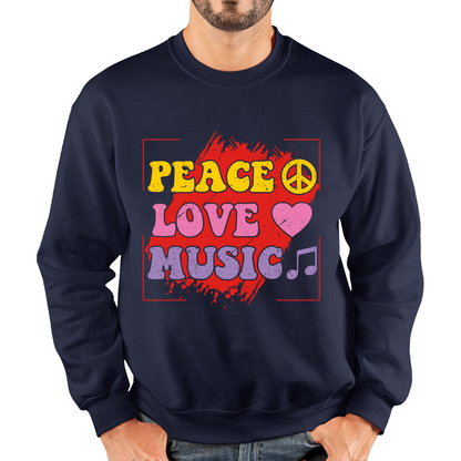 Peace Love Music Funny Music Lover Inspirational Motivational Music Festival Musician Unisex Sweatshirt