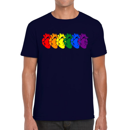 Rainbow Colour Human Heart Pride LGBTQ Rainbow Hearts Line Celebrating Pride LGBT Gay Pride Month Mens Tee Top