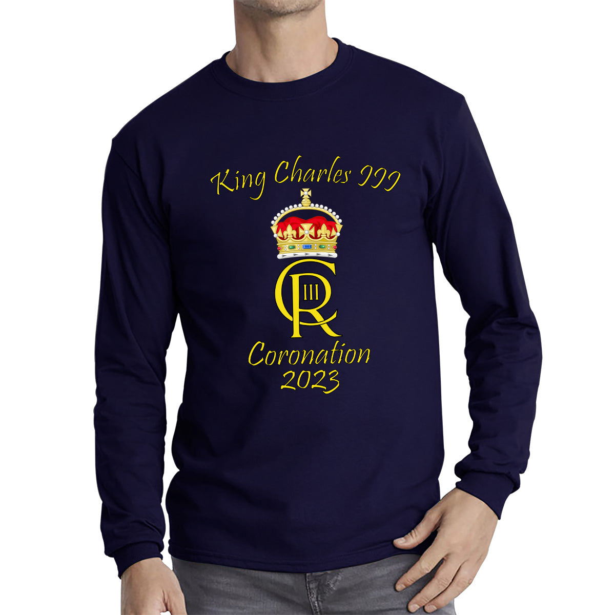 King Charles III Coronation 2023 Royal Crown Royal Cypher God Save The King Union Jack Long Sleeve T Shirt