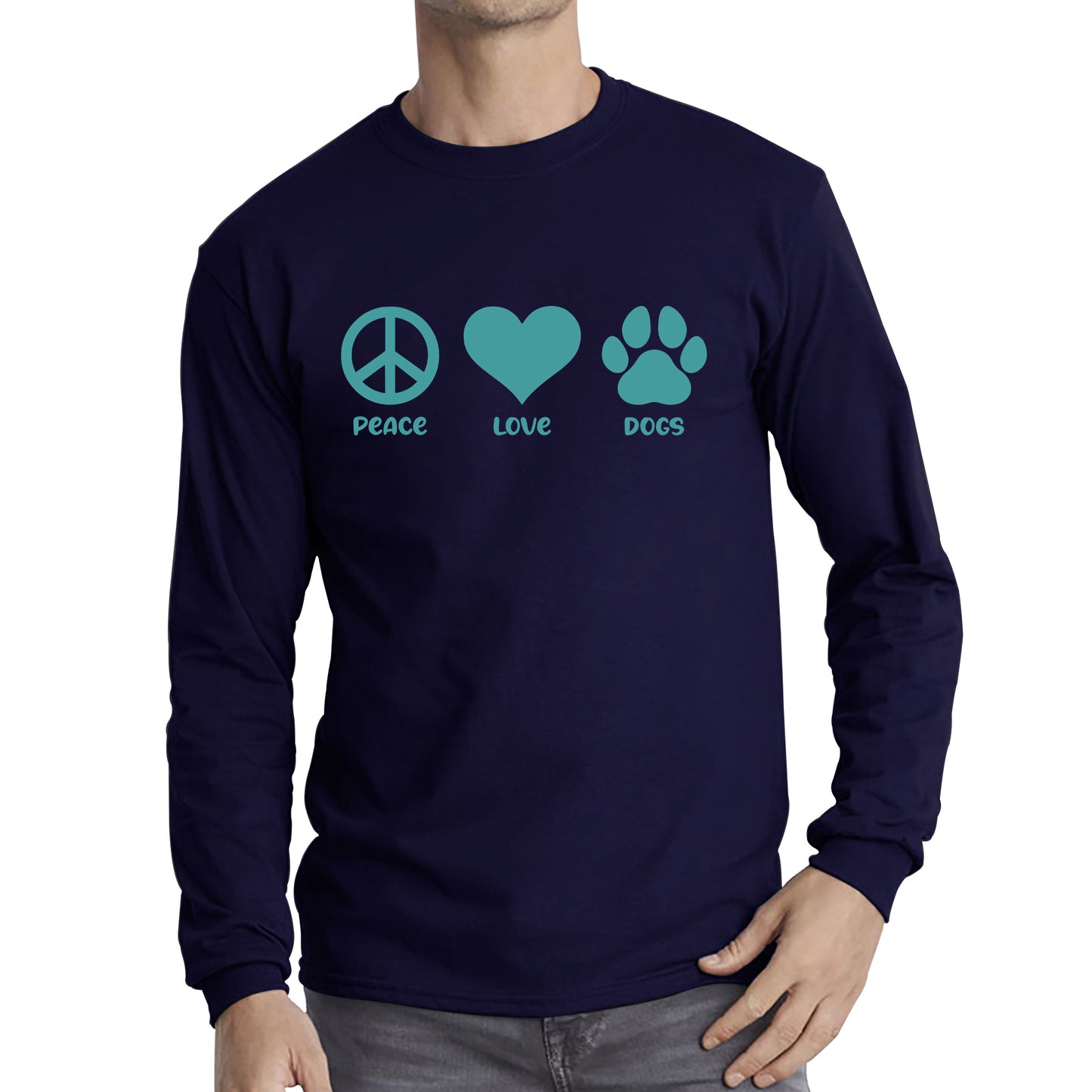 Peace Love Dogs Dog Paws Funny Dog Lovers Animal Pet Peace Logo Long Sleeve T Shirt