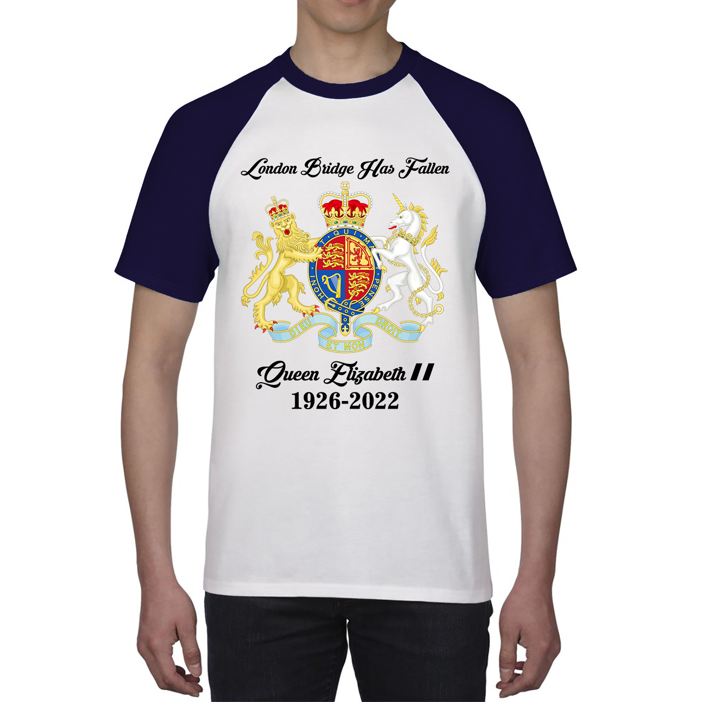 London Bridge Has Fallen Queen Elizabeth II Union Jack Queen's Crown Baseball T Shirt