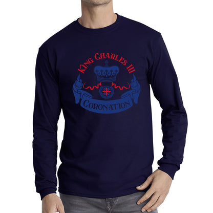 King Charles III Coronation Royal Crown CR III God Save The King Union Jack His Majesty Long Sleeve T Shirt