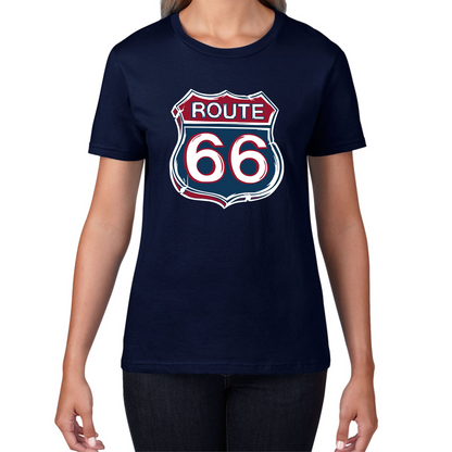 Route 66 Baseball Highway 66 US Biking Riding Highway Main Street of America Womens Tee Top