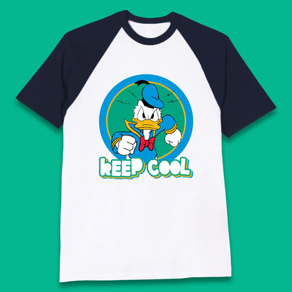 Keep Cool Donald Duck Animated Cartoon Character Angry Duck Disneyland Trip Disney Vacations Baseball T Shirt